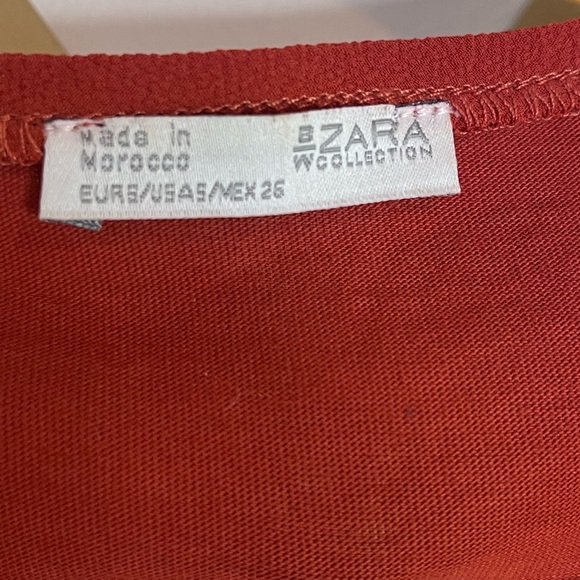 Zara Rust Cold Shoulder Flutter Sleeve Top Small - Picture 5 of 7